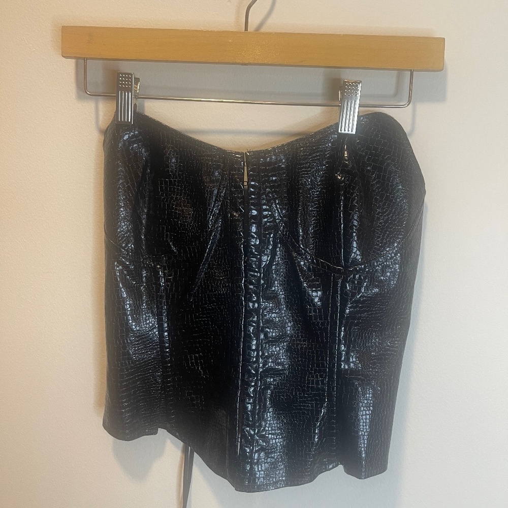 Curve, black patent faux leather croc bustier, size medium
